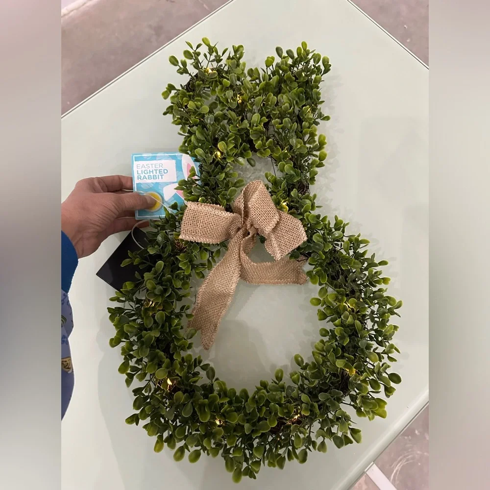 🌸NEW Greenery Wreath Easter Bunny Wreath with Lights